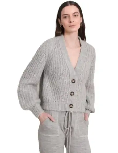 Arlene Knitted Short V neck Gray Chunky Cardigan Sweater Size L