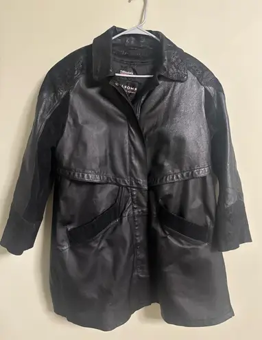 wilson's leather Vintage  80’s Black Paisley Trench Coat Size Medium Thinsulate