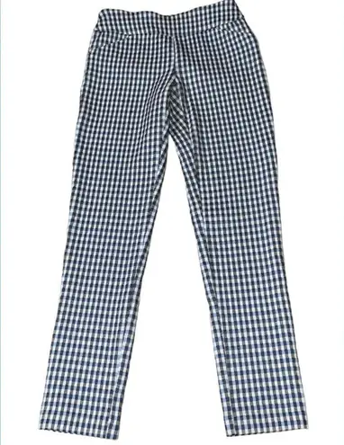 Versona Versions Blue Black White Gingham Checker Pull Up Stretchy Skinny Cropped Pant 2