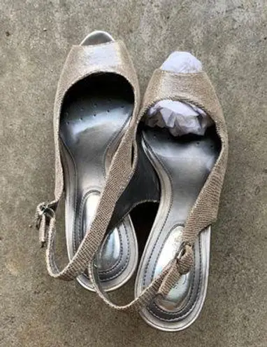 Alexis Alfani Pewter Peeptoe Pumps