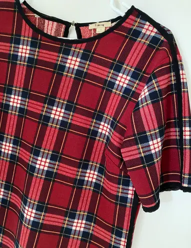 Timing Plaid Tartan Red & Black Blouse Top