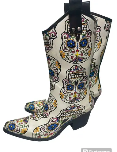 Blazin Roxx Sugar Skull Cowgirl Boots women size 8 Día de Los Muertos Talavera