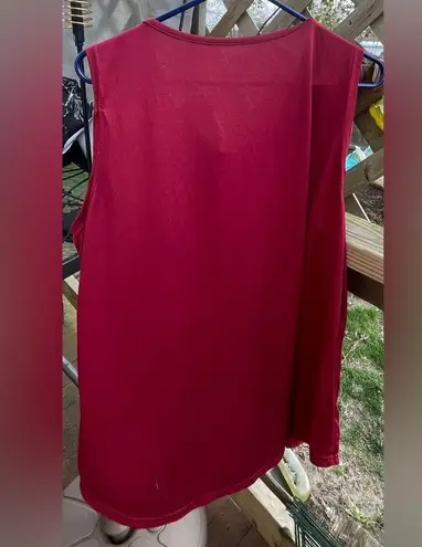 NEW Women's Red Button Up V Neck Tank Tops Sleeveless Babydoll Casual Size XL