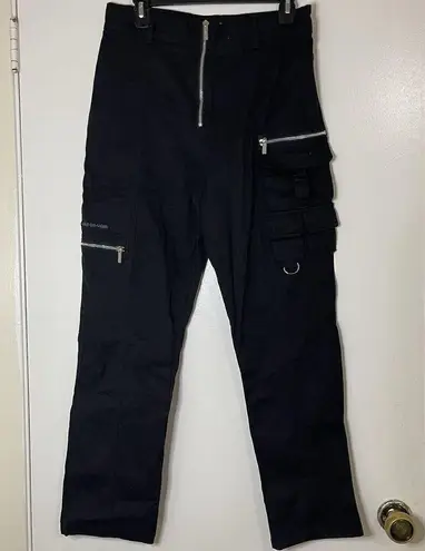 Maniere De Voir black cargo zippered tapered goth punk pants size UK 10 US 8