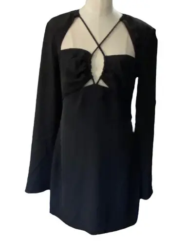 Endless Rose Crossover strap little Black mini dress Long Sleeve NEW Size small