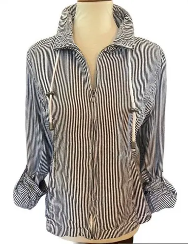 Live a Little L.A.L Long Sleeve Striped Cotton Full Zip Jacket Size Medium