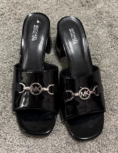 Michael Kors  Black Patent Leather Slides