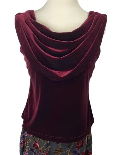 Vintage 2 Piece Set Draped Cowl Neck Velvet Top & Flowy Pants Skirt Womens 12