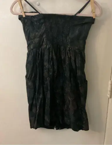 Staring At Stars Urban Outfitters Strapless Tapestry Zip Dress 4 Metallic Floral