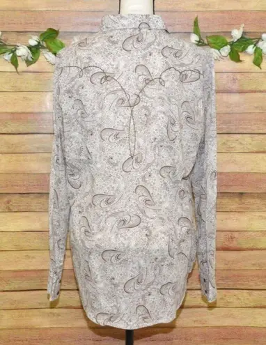 Wrangler Brown Paisley Print Concho Snap Front Embroidered Western Shirt Size XL