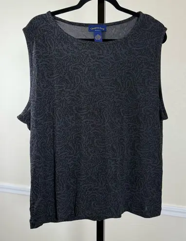 Charter Club Women’s Plus Size 3X Black Gray Paisley Layering Tank Top Stretchy