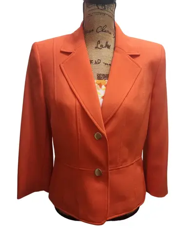 Kasper Women's Orange Blazer Jacket Size 10P Two Button Tailored Fit