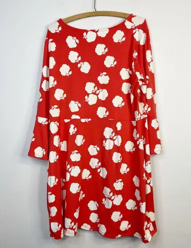 Boden USA Boden Miriam Jersey Knit Bell Sleeve Mini Dress Orange Red Floral Womens 16
