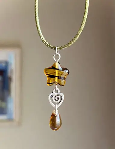 Handmade unique retro vintage chic fairy boho style necklace w/ quality Czech glass beads mix 🌀🍃💛