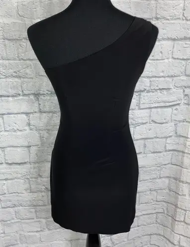 JS Boutique one shoulder rouched dress w/sequin appliqué black sz 6