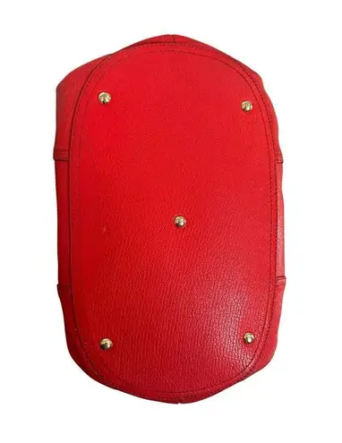 MCM Authentic Red Leather Pebble Handbag Purse Pocketbook Medium Sized READ