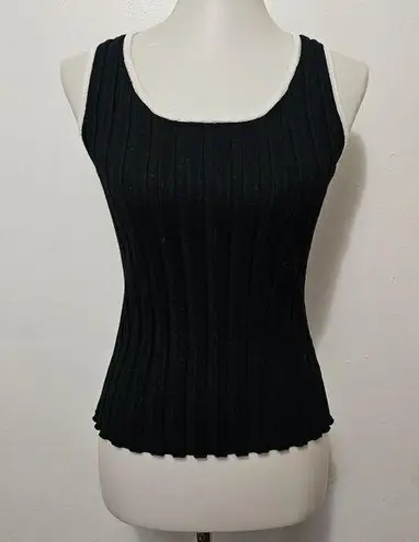Belldini Black & White Ribbed Round Neck Sweater Tank Size Medium