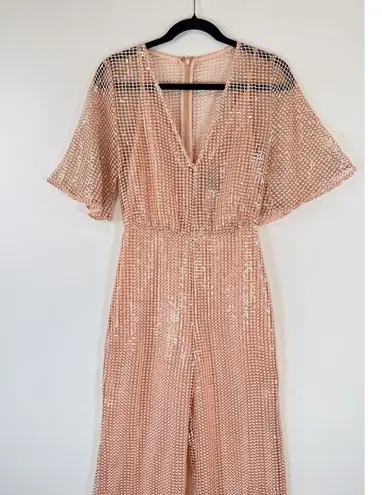 NBD NWT  x Naven Womens Jumpsuit Peach Camilla Overlay Sequin Sparkle Party 2XS - Image 6