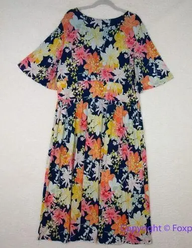 Leota Women's Short Sleeve Zoe Dress in Ginkgo Multi, size 2X