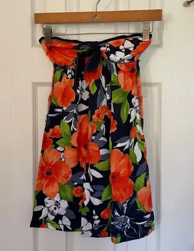 Hollister Y2K  Dark Hawaiian Floral Strapless Tunic