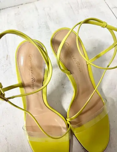 Gianvito Rossi Patent Leather Clear-Strap Asymmetric Sandals Lime Women's 37 / 7