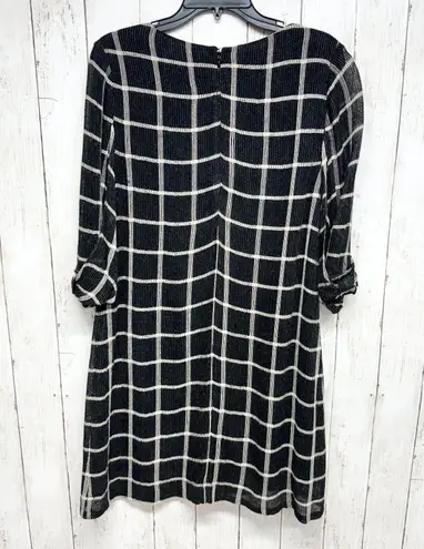 Amadi Dress Women PM Black White Checkered Plaid Boat Neck Bow Sleeve Tunic Tent Size undefined