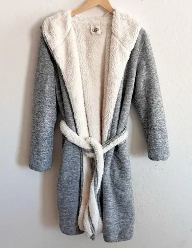 UGG  Portola Reversible Robe Cardigan Gray White fur