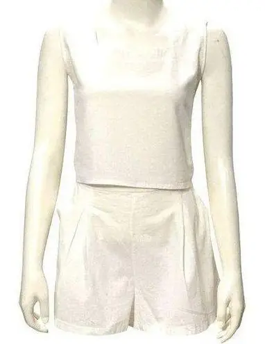 Sleeveless White Two Piece Set Top Shorts Classic Summer Outfit Casual Urban Sty Size undefined