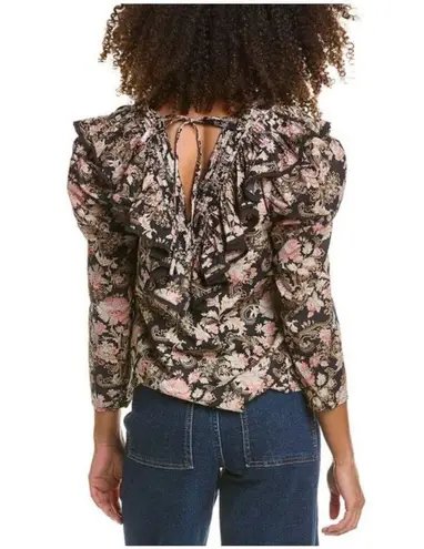 ST. ROCHE Floral Hatfield Top in Belladonna Print Organic Cotton Size 0 $285 Black