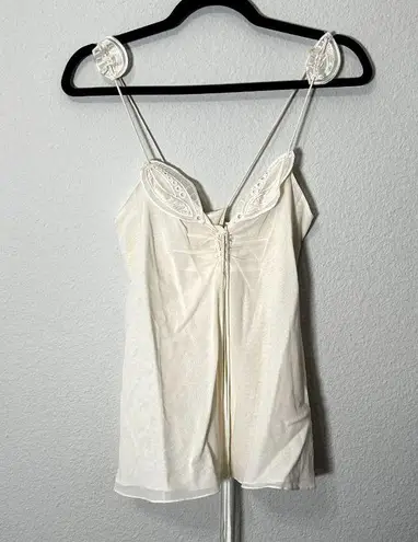 Zac Posen Cream Leaf Embroidered Spaghetti Strap Cotton Top Sz 4