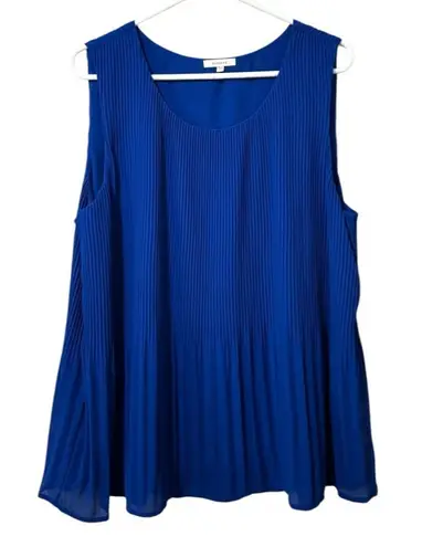 Pleione Women Sz Large Sleeveless Shirt Pleated Flowing Lined Polyester Stretch