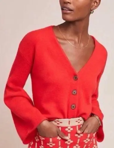 Anthropologie NWT  Moth Bell Sleeve Red Cardigan