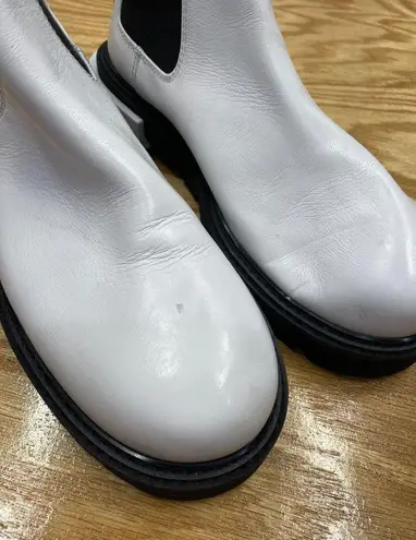 Frame Luxe Moda Chelsea Ankle Boots Women's 6.5 White Mid-Calf Round Toe S44