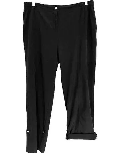 Chico's  Zenergy Pants Womens Size Medium Black Roll Tab Hem Pockets Zip Front - Image 1