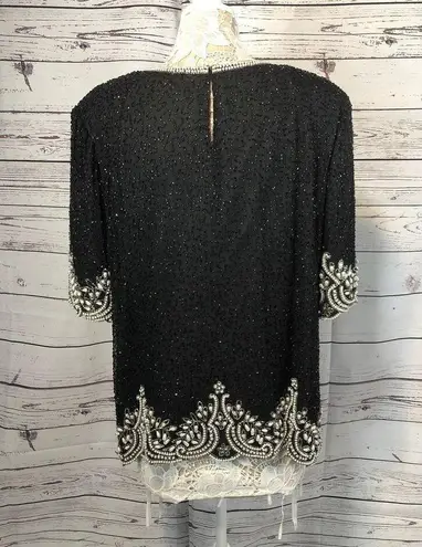 Laurence Kazar vintage beaded, sequins & pearl top size large