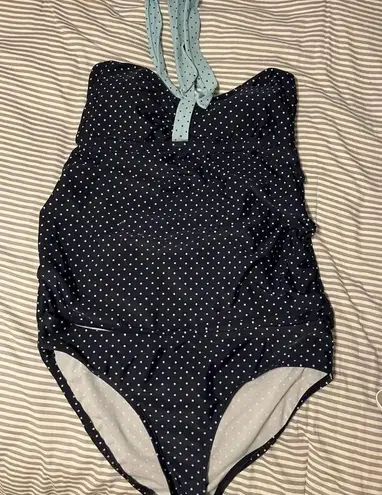Motherhood Maternity Tankini Medium Blue Polka Dots