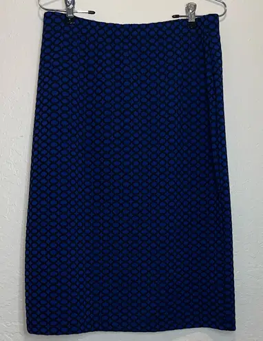 Vintage Blue Geometric Patterned Stretchy Modest Skirt Size L