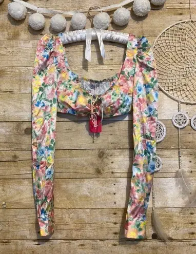 Beginning Boutique NWT Floral Crop Tie Top