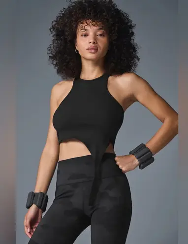 Alo Yoga Black Alosoft Ribbed Revelation Tank size Small