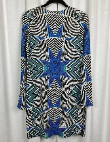 Mara Hoffman Black&Blue Geometric Star Long Sleeve Shift Dress Sz.S