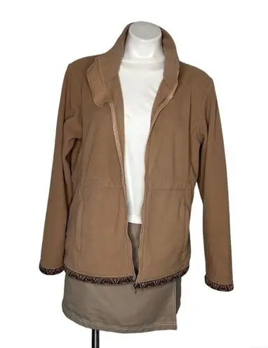 The Bradford Exchange Native American Print Beige Fleece Jacket Size Large