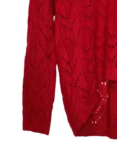 American Eagle  Open Knit Sweater Size Medium Jegging Fit Red V-Neck Womens