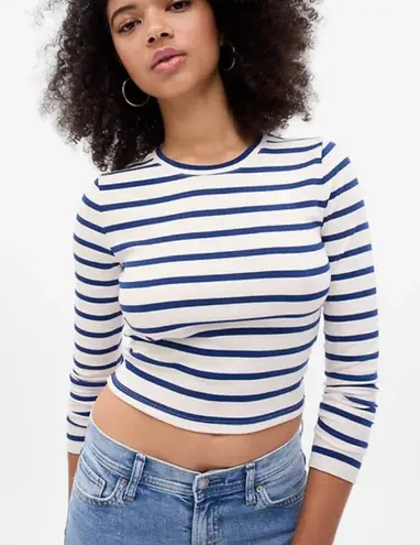 Gap NWT  Striped Cropped Rib Long Sleeve T-Shirt - Image 1
