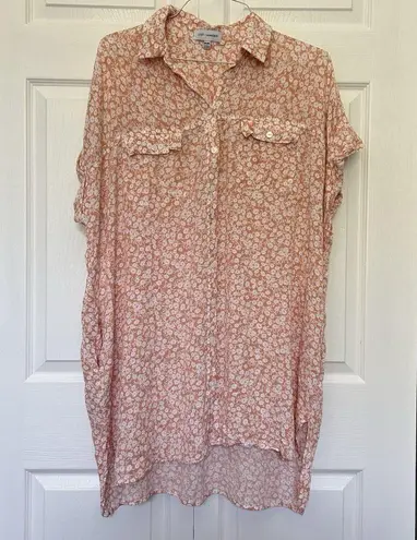 Lost + Wander Pick Me In The Desert Peach Floral Button Up Tunic Shirt Dress XL/