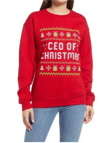 Phenomenal Graphic Christmas Sweatshirt Crew Neck Pullover Red Size M NEW Size M