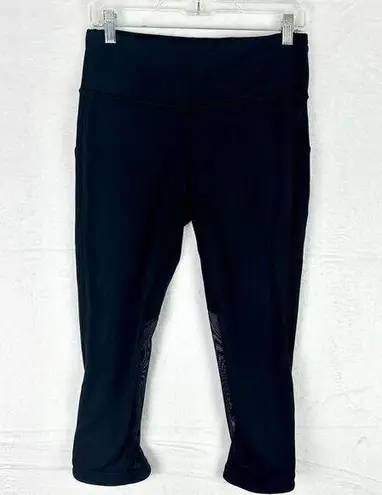Lululemon  Vent Mesh Reflective Crop Leggings Size 8 Black Running Athletic thumbnail 1