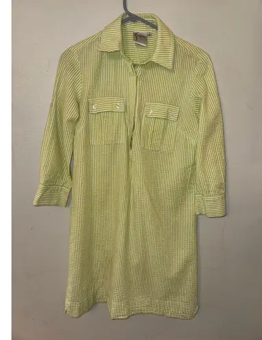 Finley green and white seersucker dress women's small