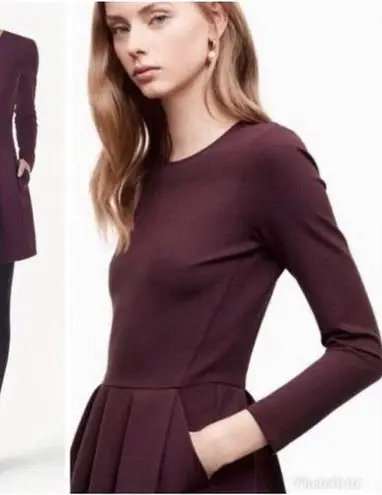 ARITZIA WILFRED Tartine Burgundy Fit and Flare Dress Size 2 Red