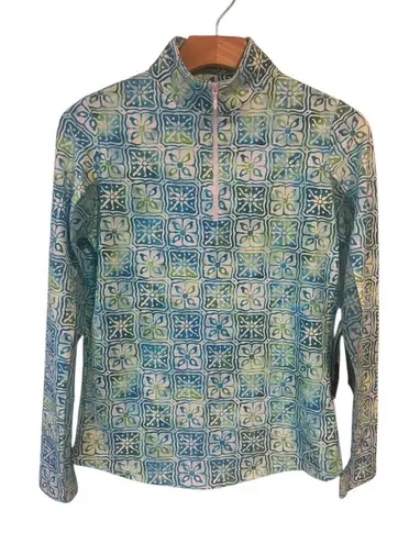Ibkul Quarter Zip Shirt Womens Size XS Aqua Golf Activewear Long Sleeve UV NWT