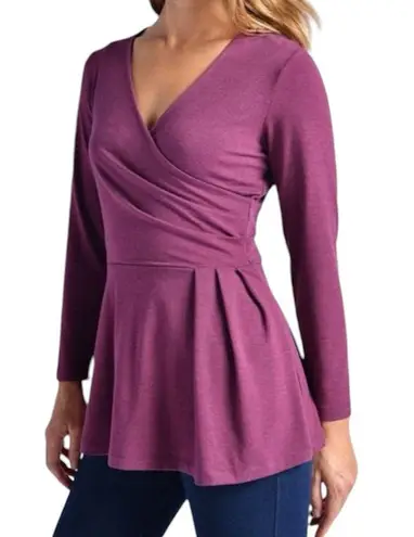 Betabrand XS Pose Peplum Wrap Top Rouge Shirt